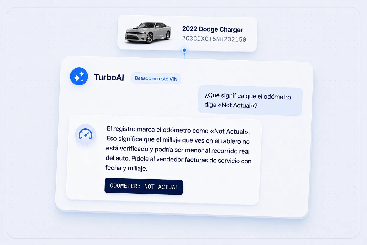 Conversación con la IA sobre el odómetro de este auto.