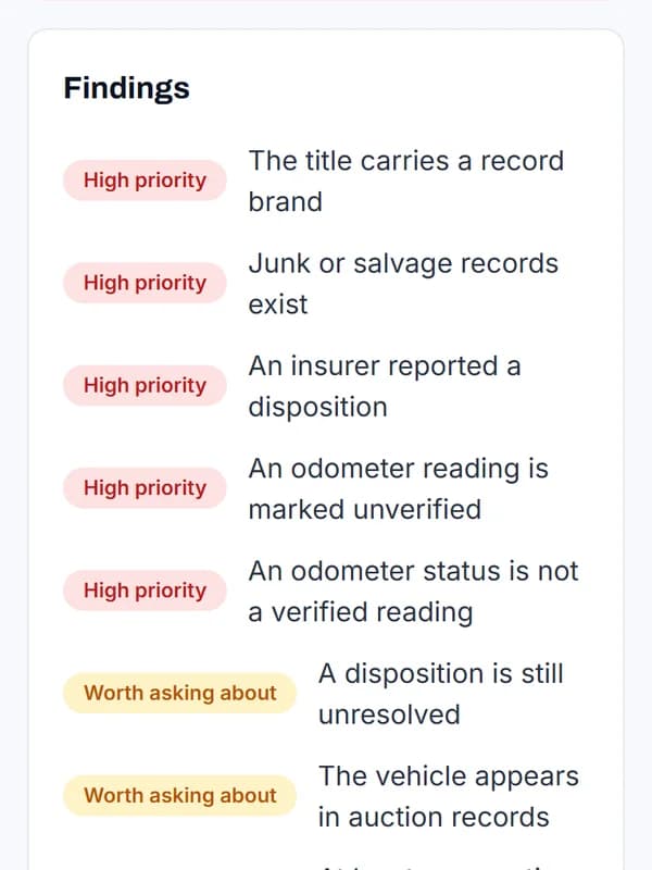 The report's findings list, from high priority to context, each one a single plain sentence.